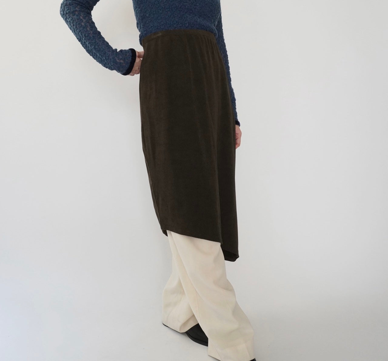 90s Asymmetry Design Ribbed Skirt