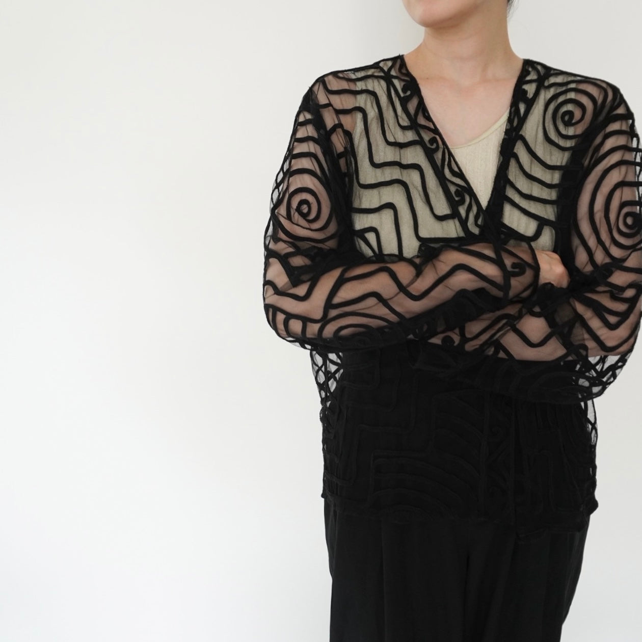 80s Cord Lace Design Robe