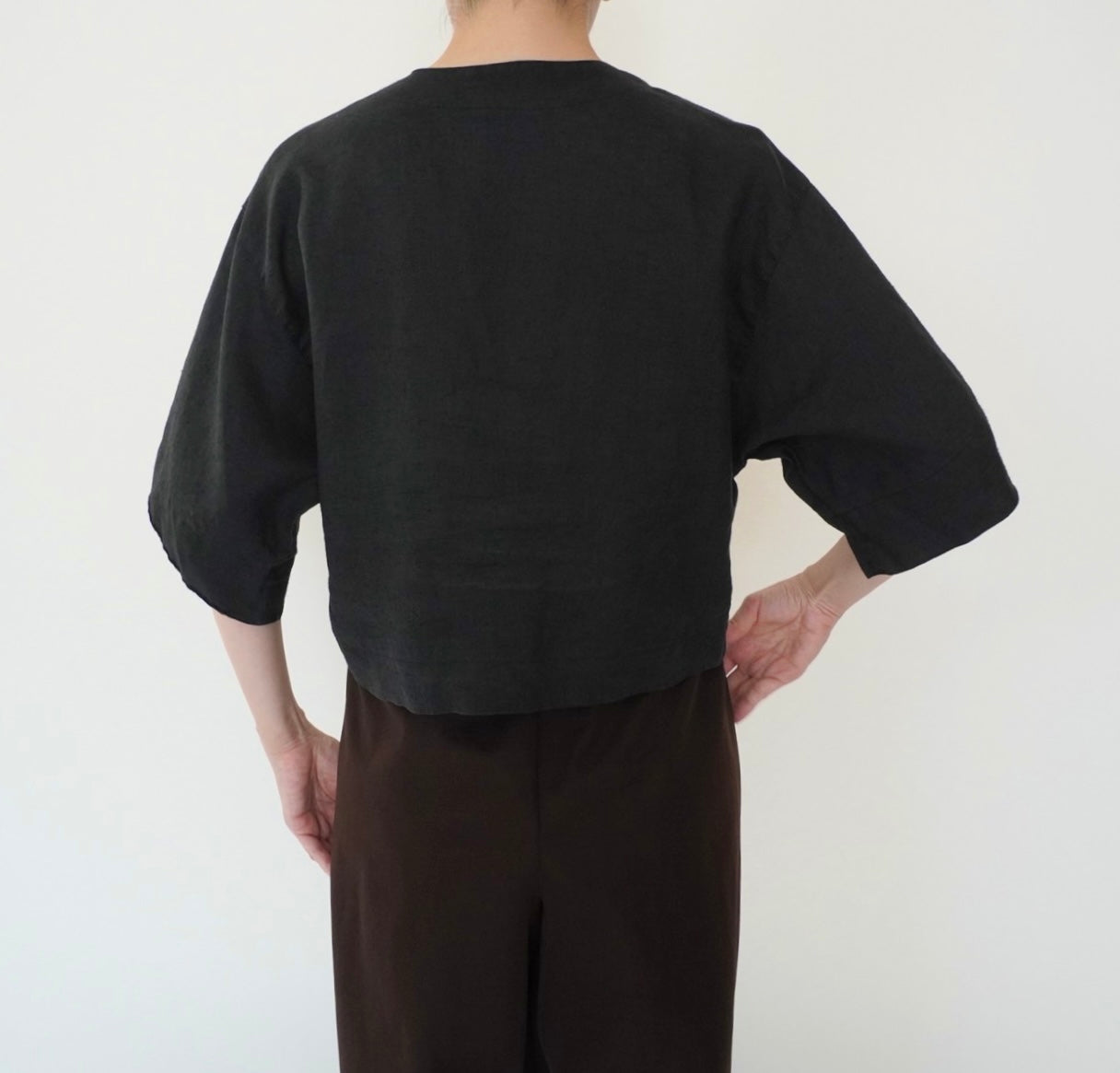 90s Linen Cropped Blouse