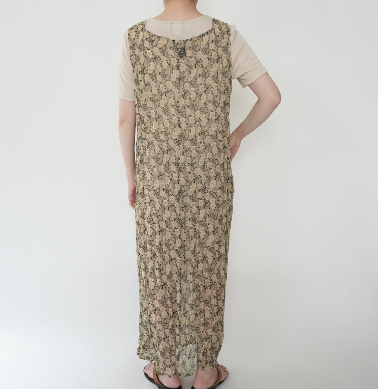 90s Floral Print Sheer Dress