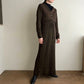 90s Brown Rayon Two-Piece Made in USA