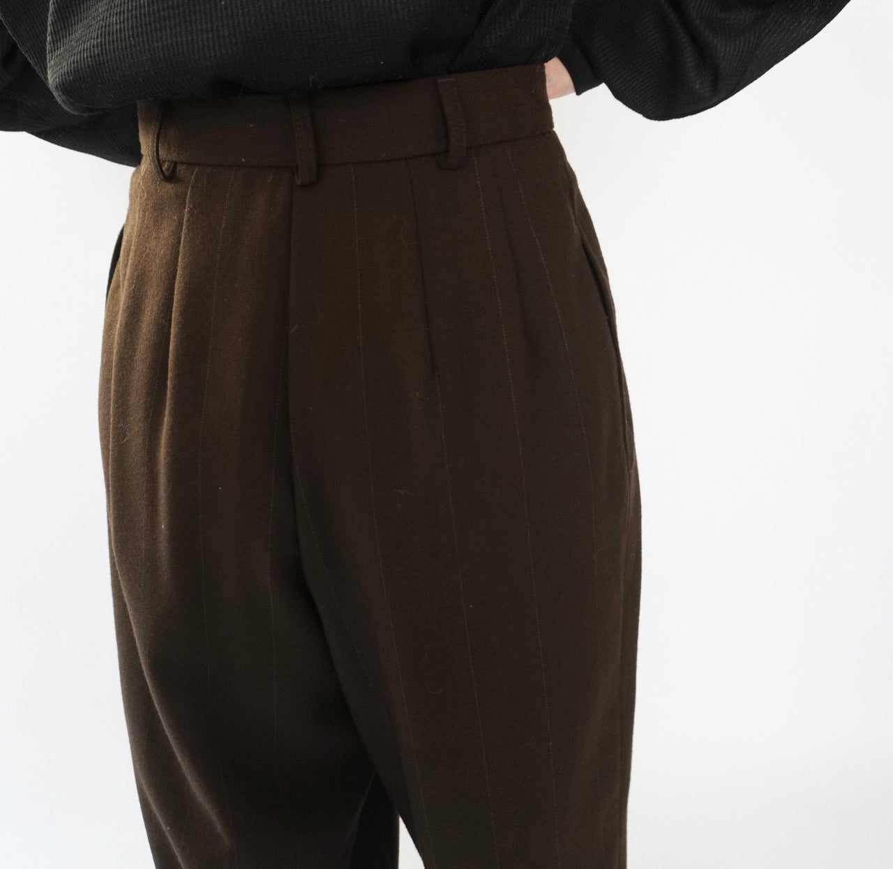 90s Wool Striped Wide Pants Made in USA Dead Stock