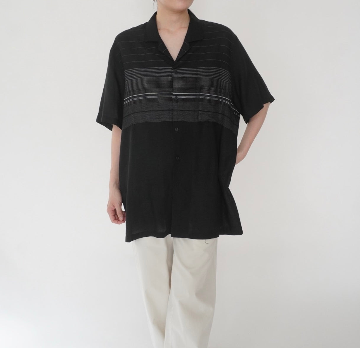 80s Striped Design Shirt Made in USA