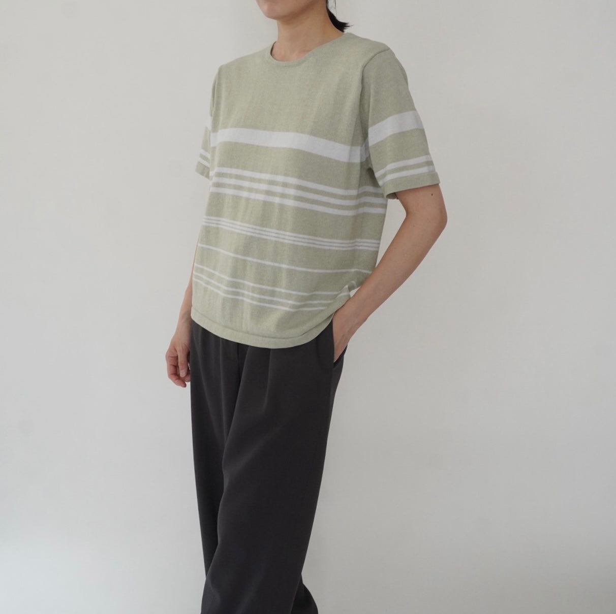 90s Green Striped Top