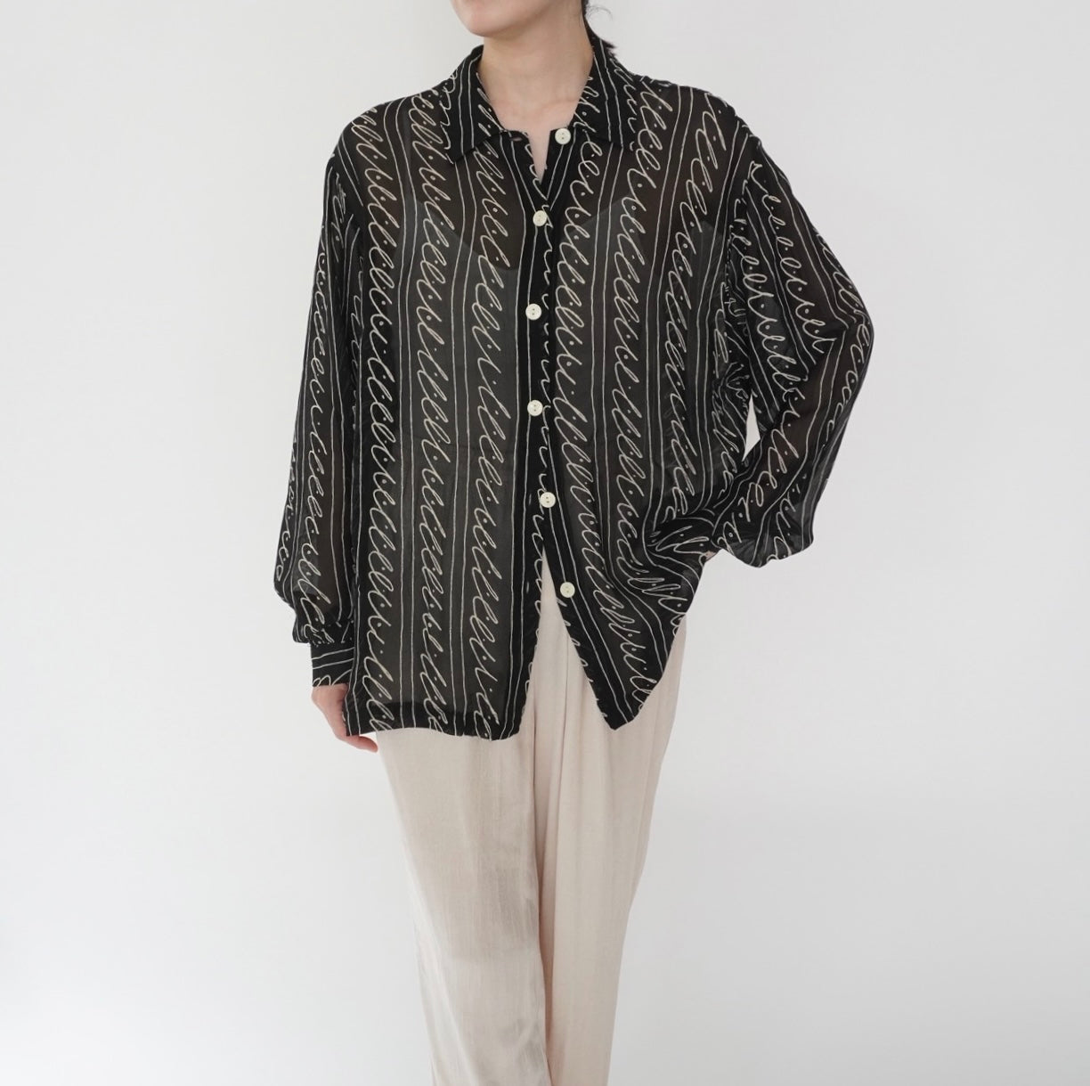 90s EURO Sheer Pattern Shirt