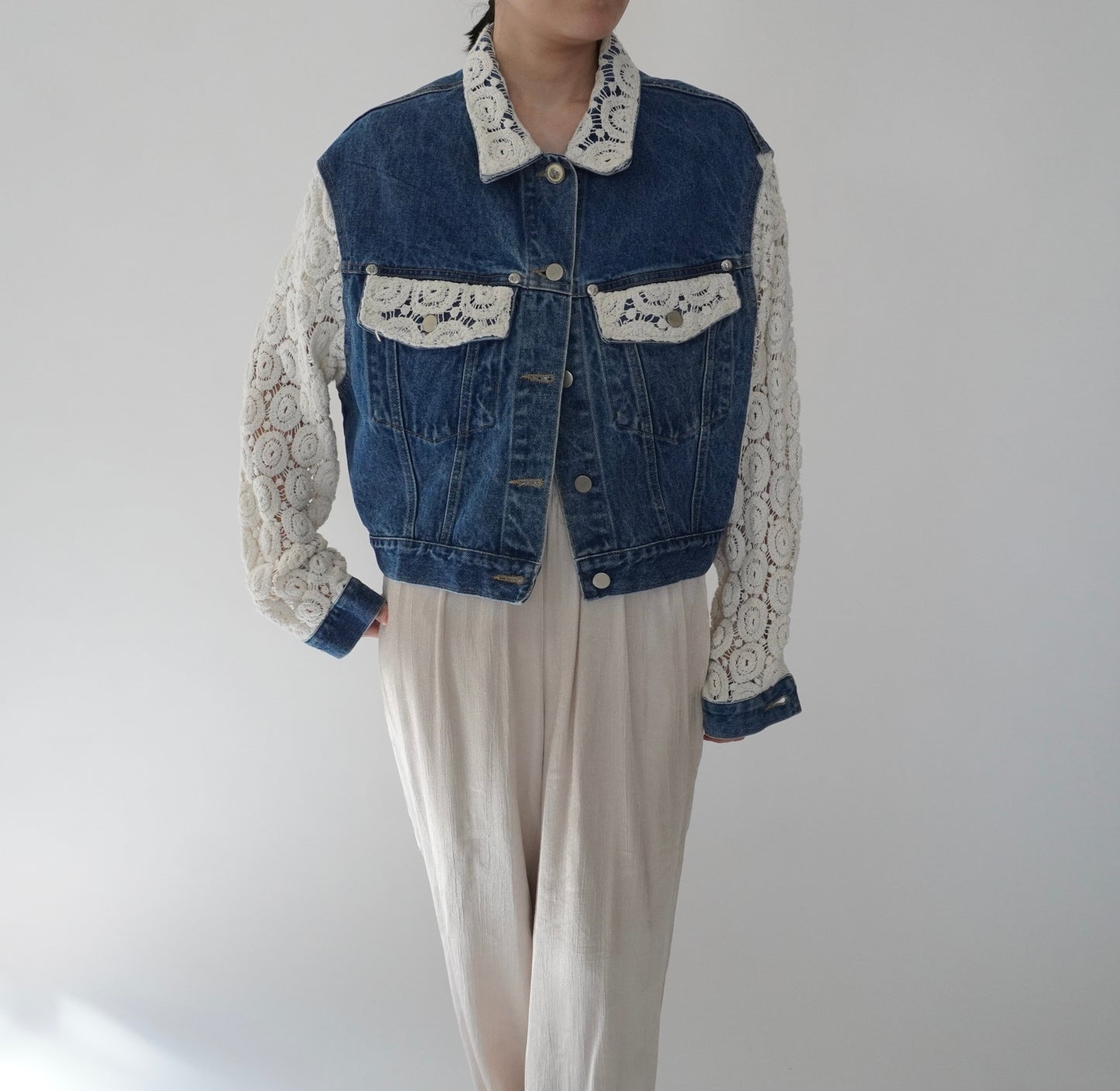 90s Crochet Denim Jacket