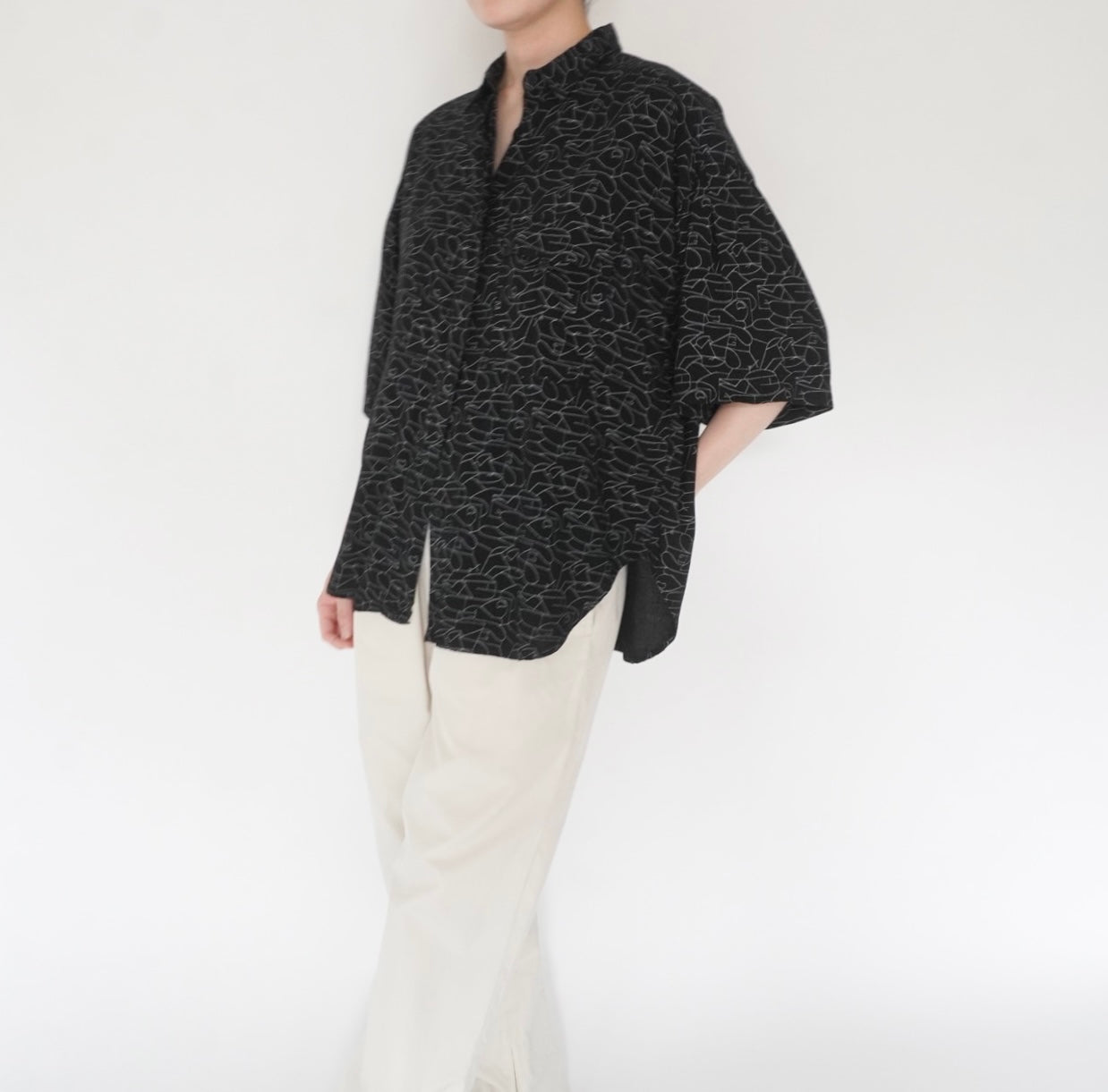 90s Black  Pattern Shirt