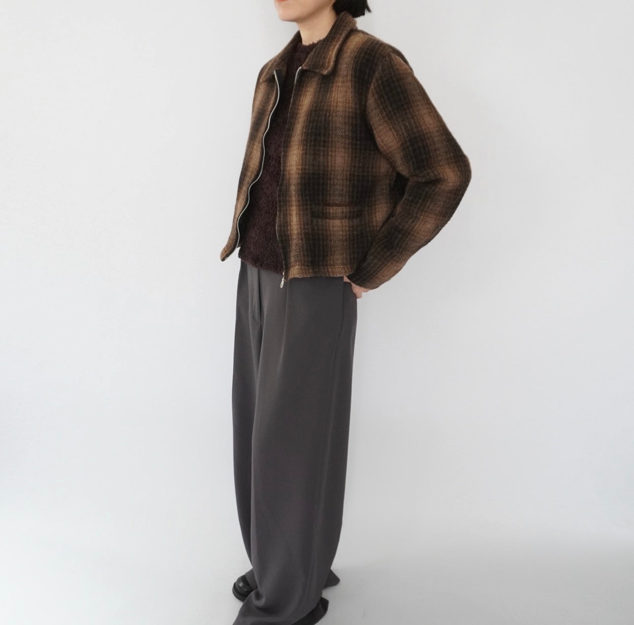 90s Wool Shadow Plaid Jacket