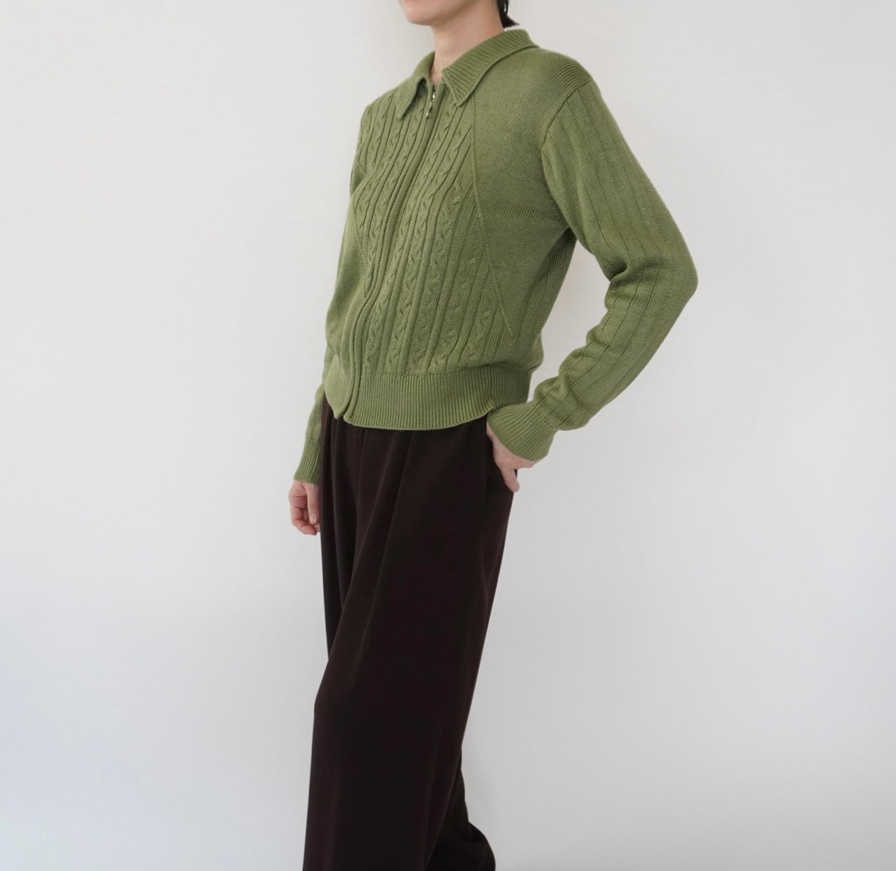 90s Zip Light Knit Top