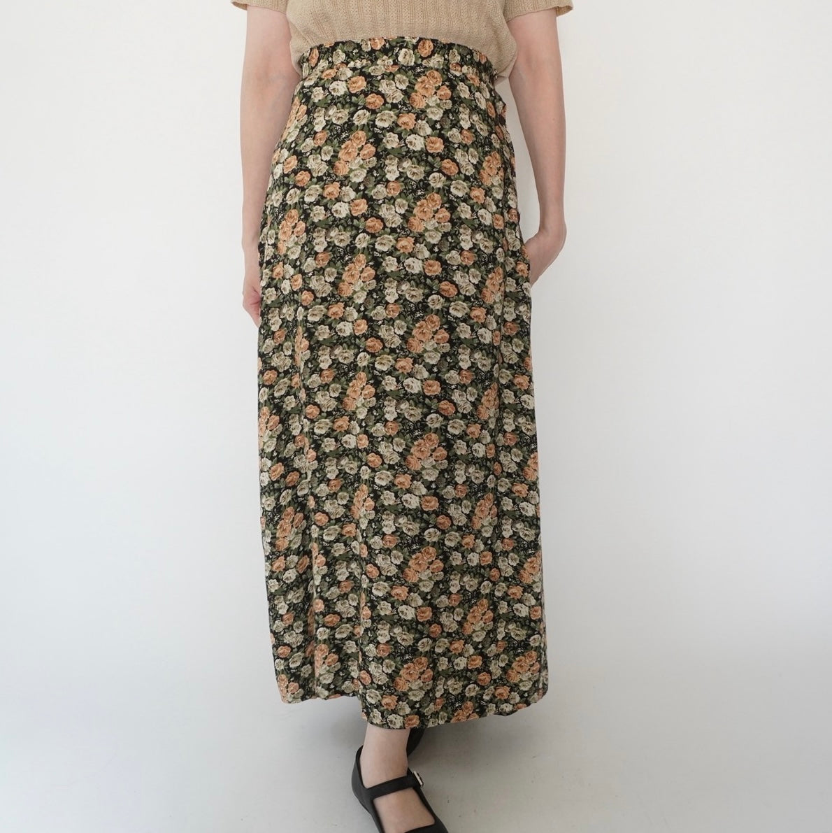 80s Floral Print Skirt Made in USA