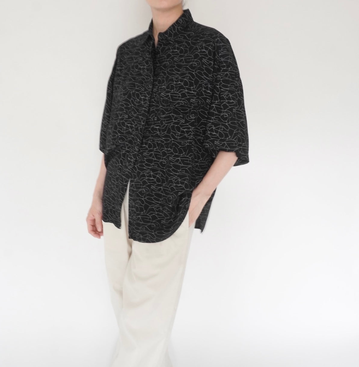 90s Black  Pattern Shirt