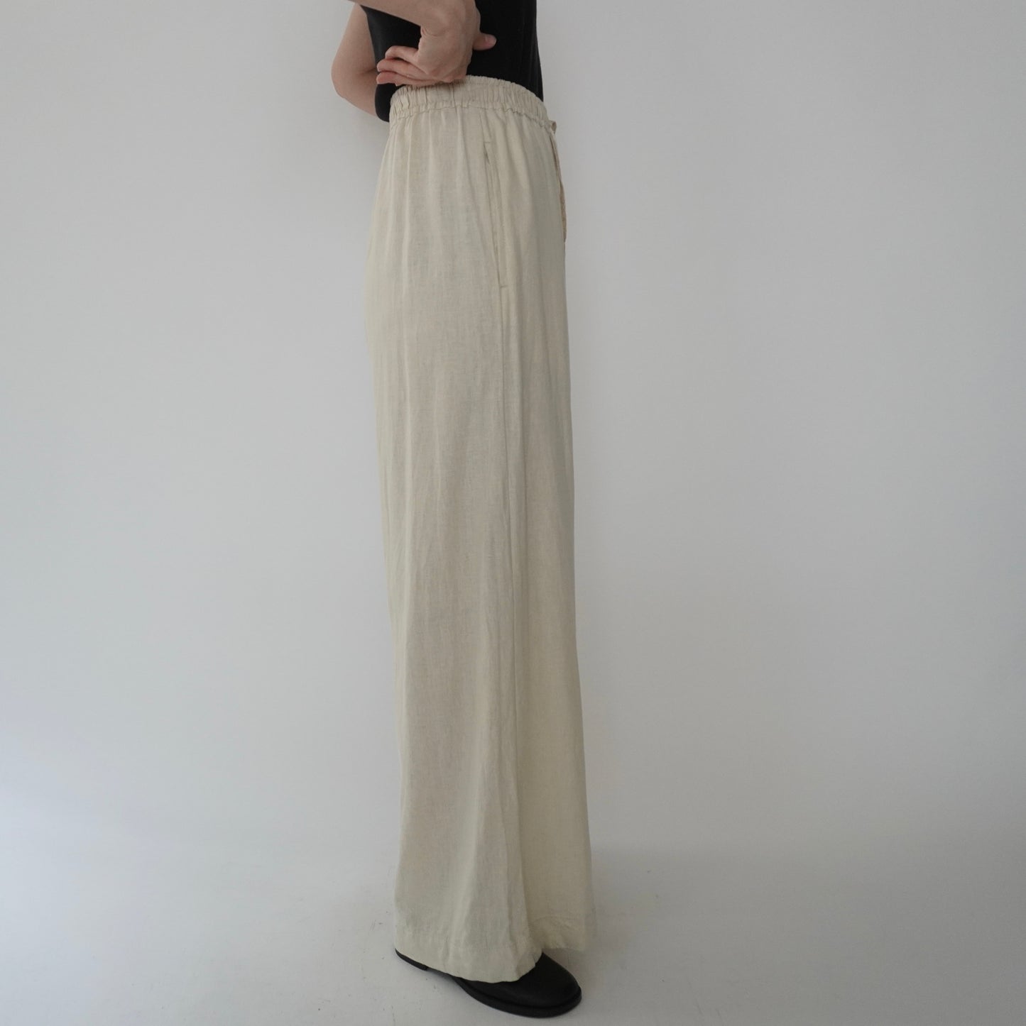 Ivory Linen Wide Pants