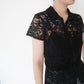 90s Lace Design Zipped Shirt Made in USA