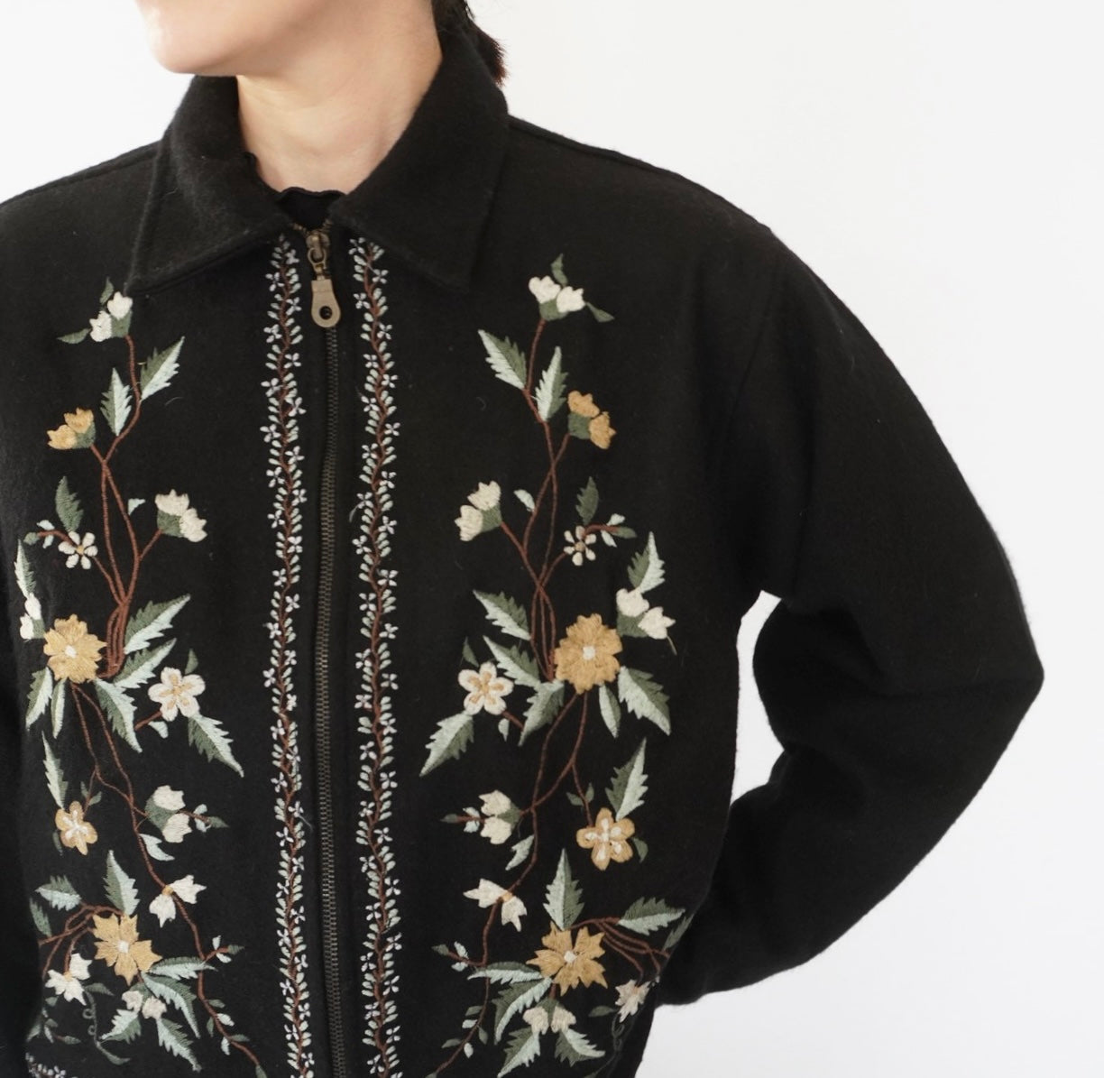90s Embroidery Wool Jacket