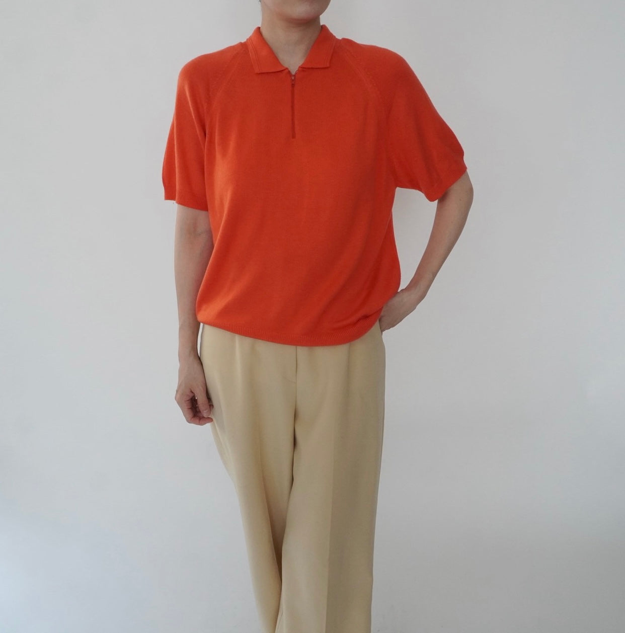80s Half Zip Design Top Made in USA
