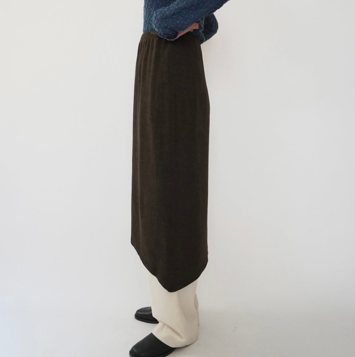 90s Asymmetry Design Ribbed Skirt