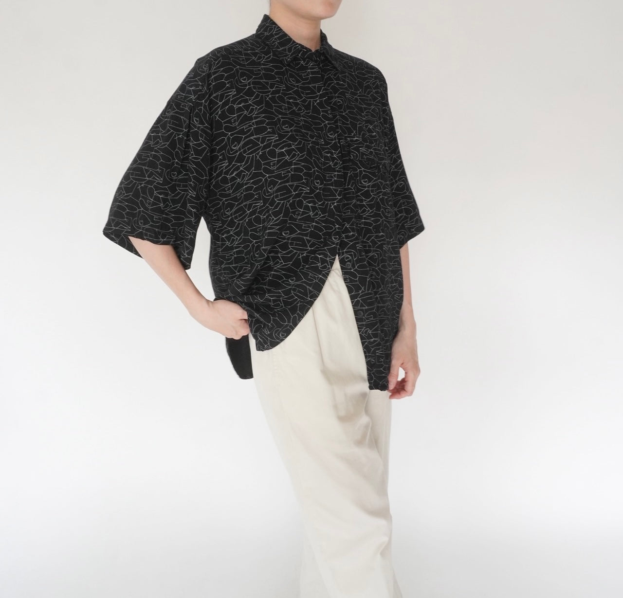 90s Black  Pattern Shirt