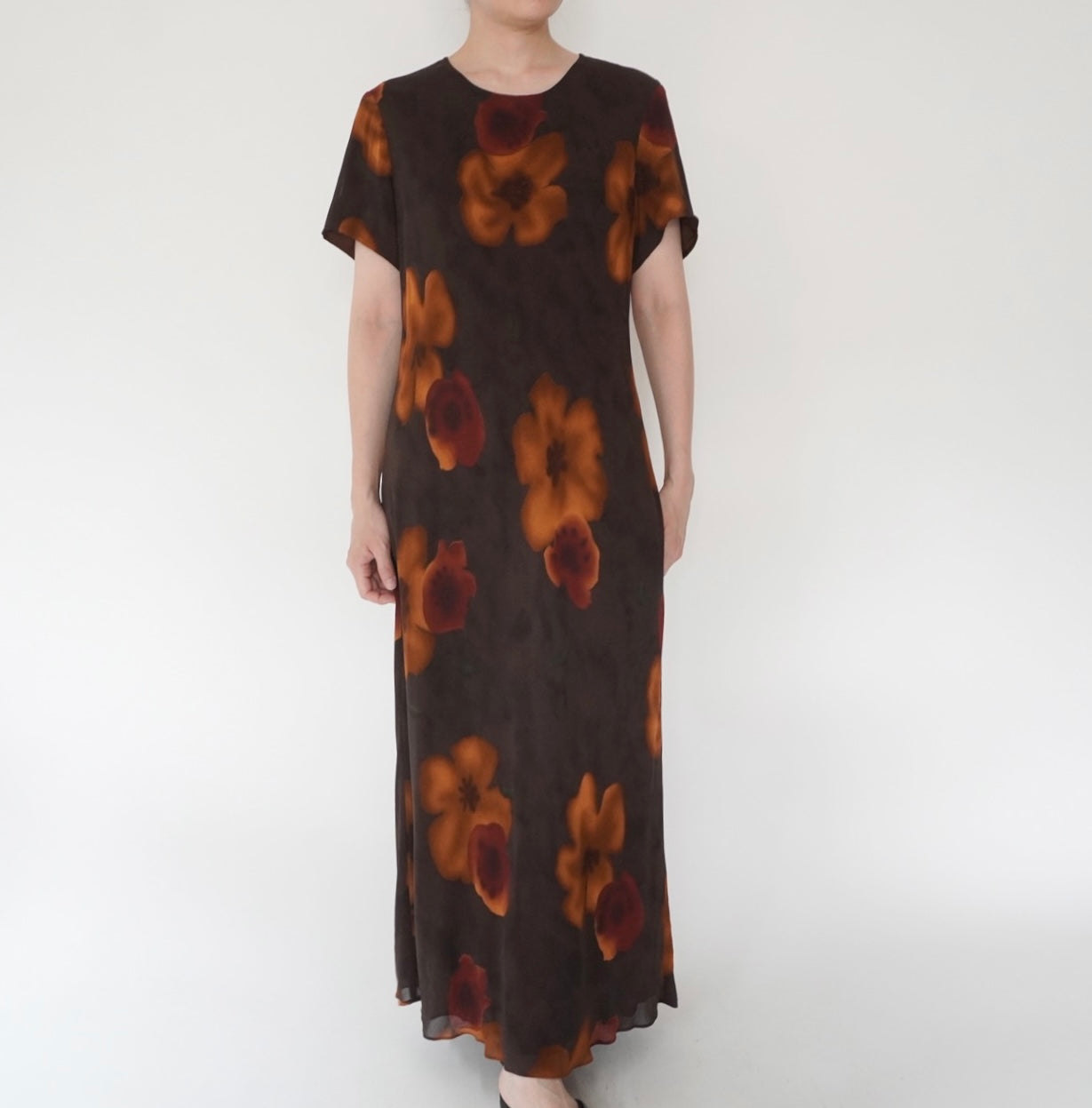 90s Floral Print Maxi Dress