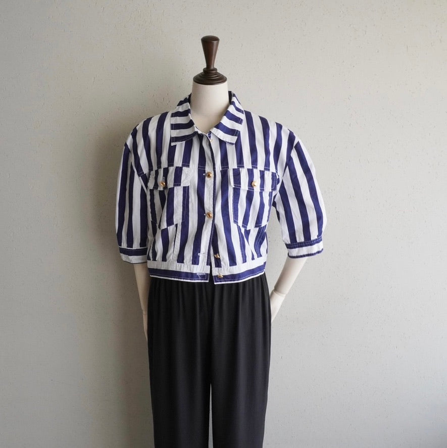 90s Cotton Striped Shirt,Jacket Made in Italy