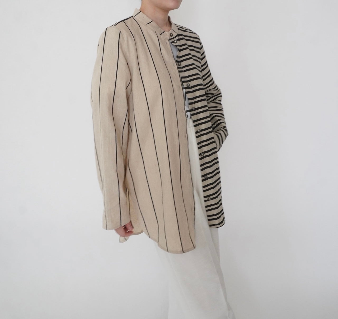 Beige Striped Design Shirt Made in Italy