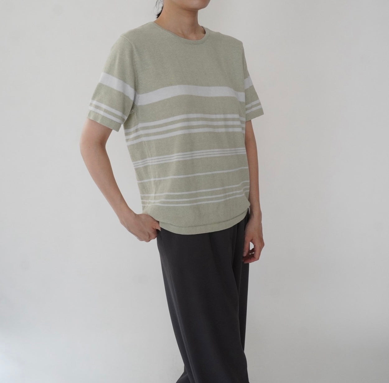 90s Green Striped Top
