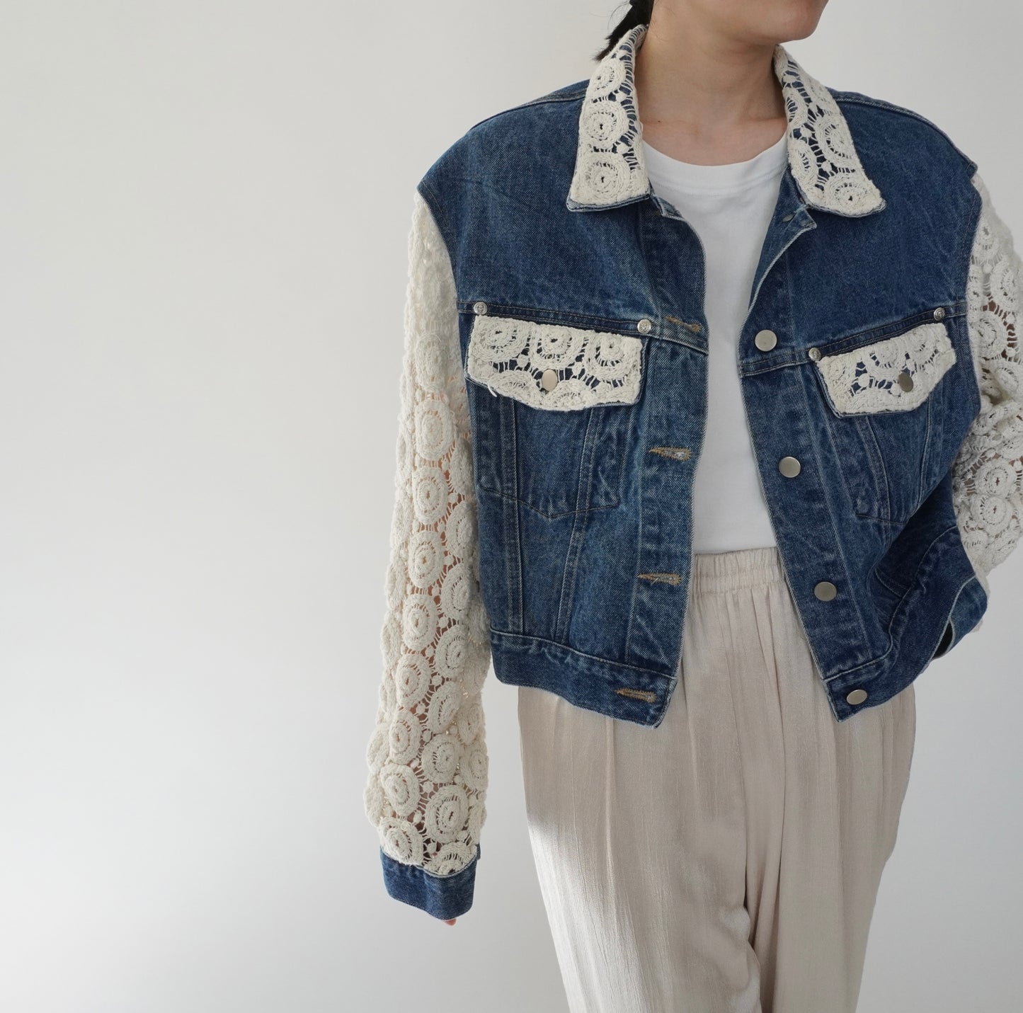 90s Crochet Denim Jacket