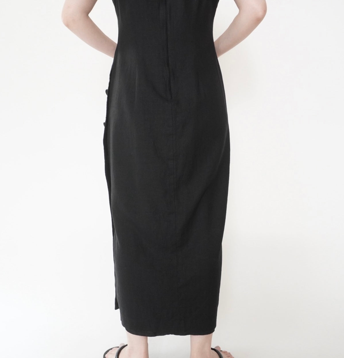 90s Black Linen Dress