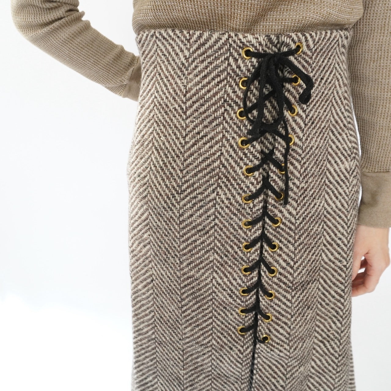 60s,70s "TRAINA BOUTIQUE" Lace Up Design Skirt