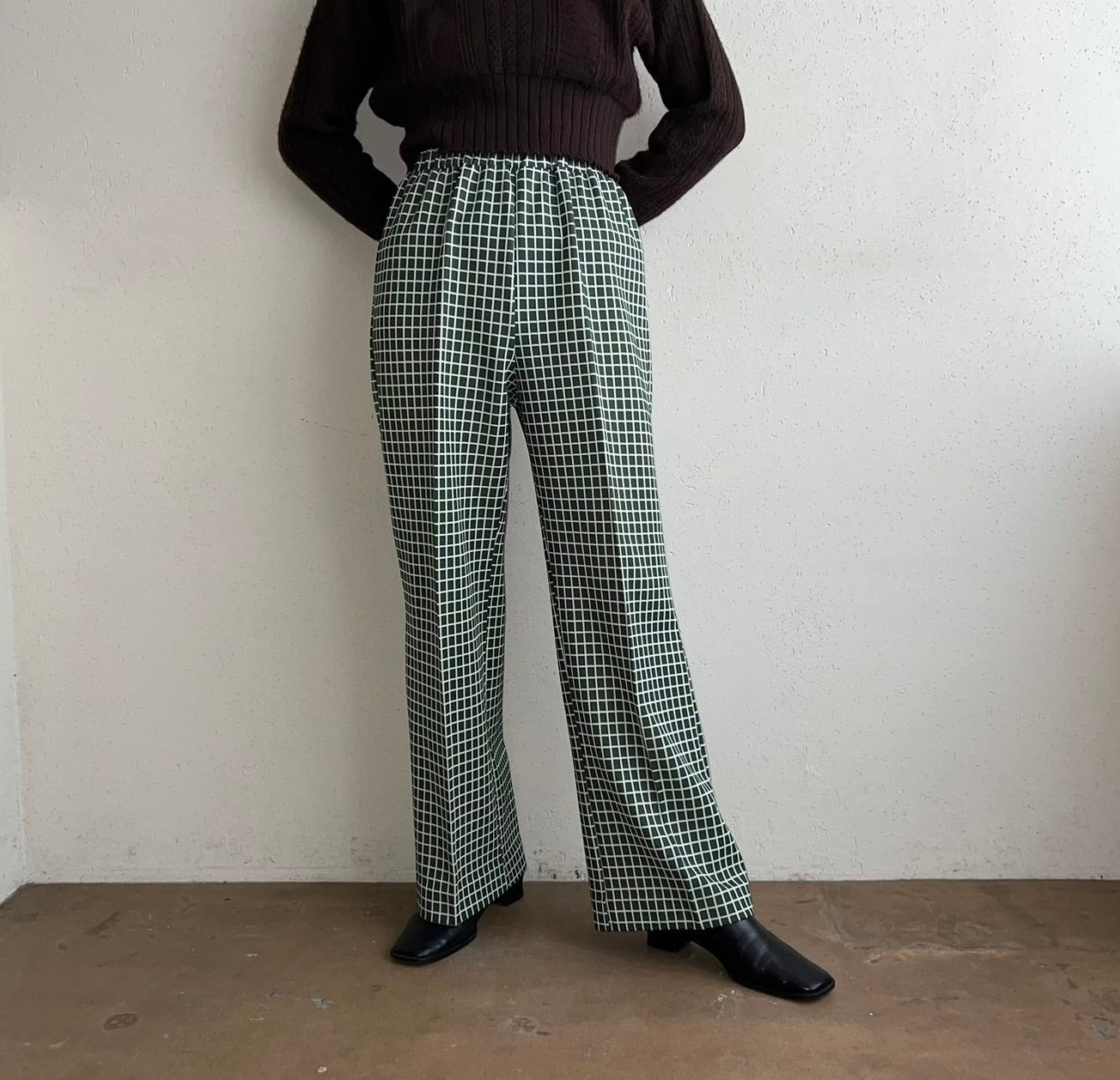 70s Green  Pattern pants