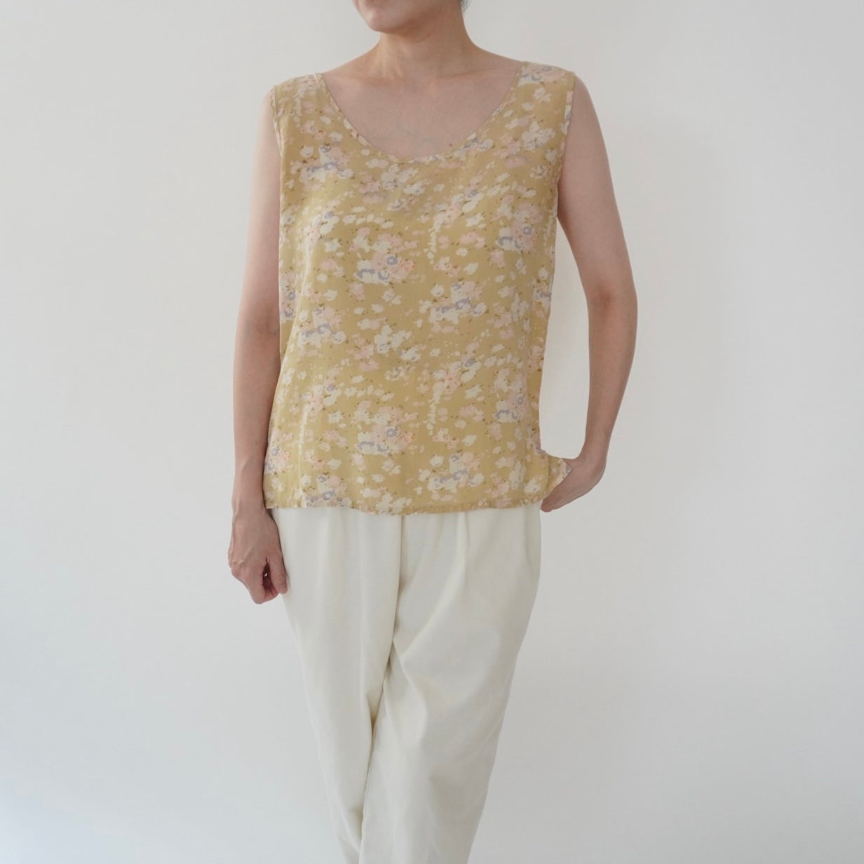 90s Floral Print Silk Top