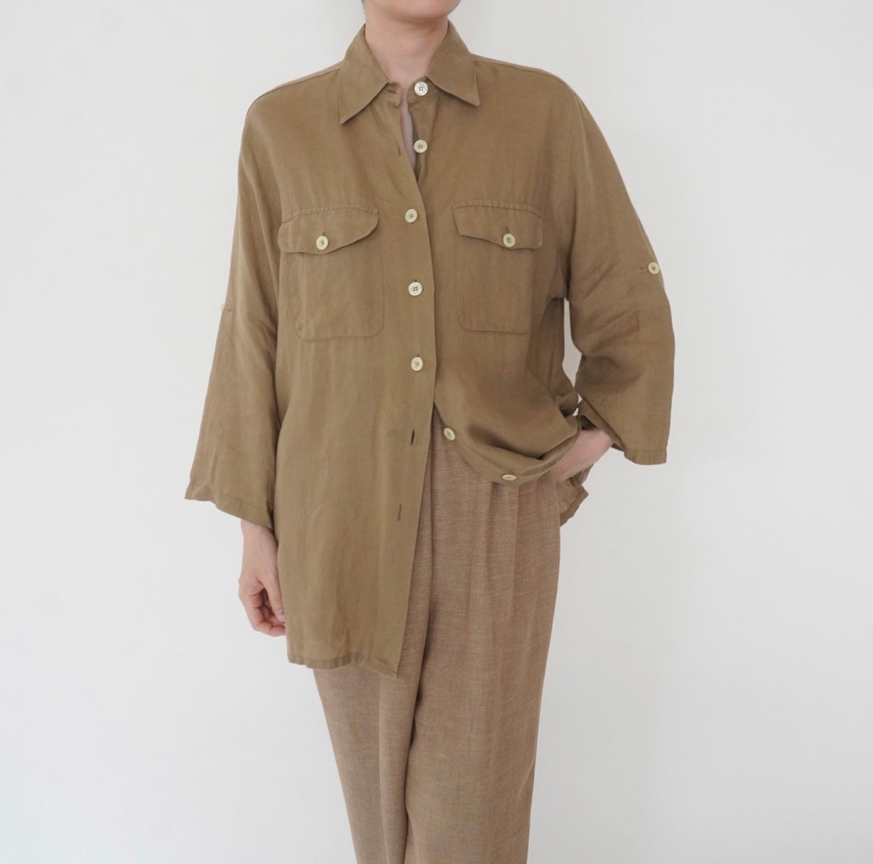 90s Design Linen Shirt Made in Italy