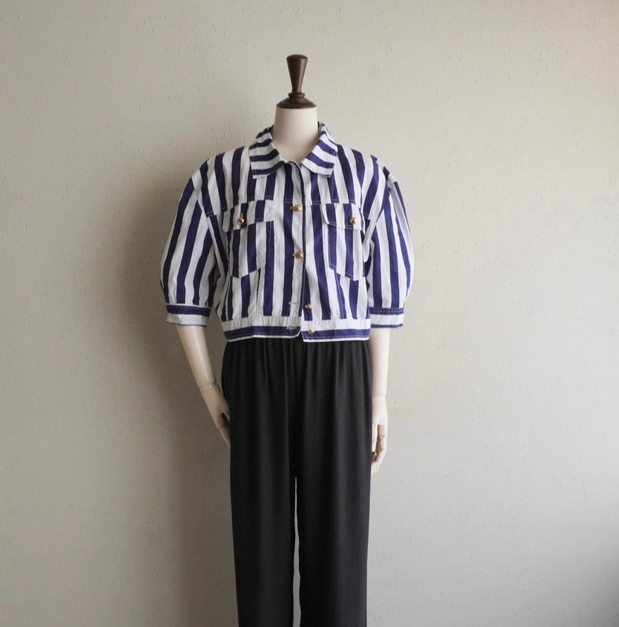 90s Cotton Striped Shirt,Jacket Made in Italy