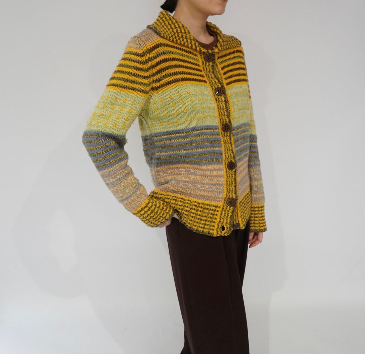 90s "BENETTON" Multi Striped Cardigan Made in Italy