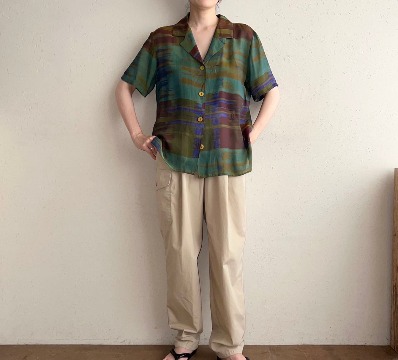 90s EURO Sheer Pattern Printed Shirt