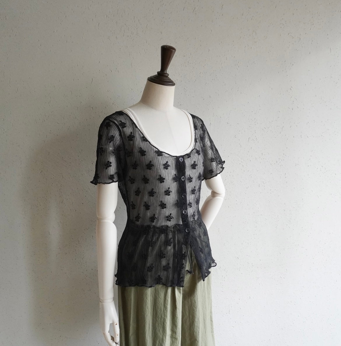 90s Black Lace Blouse