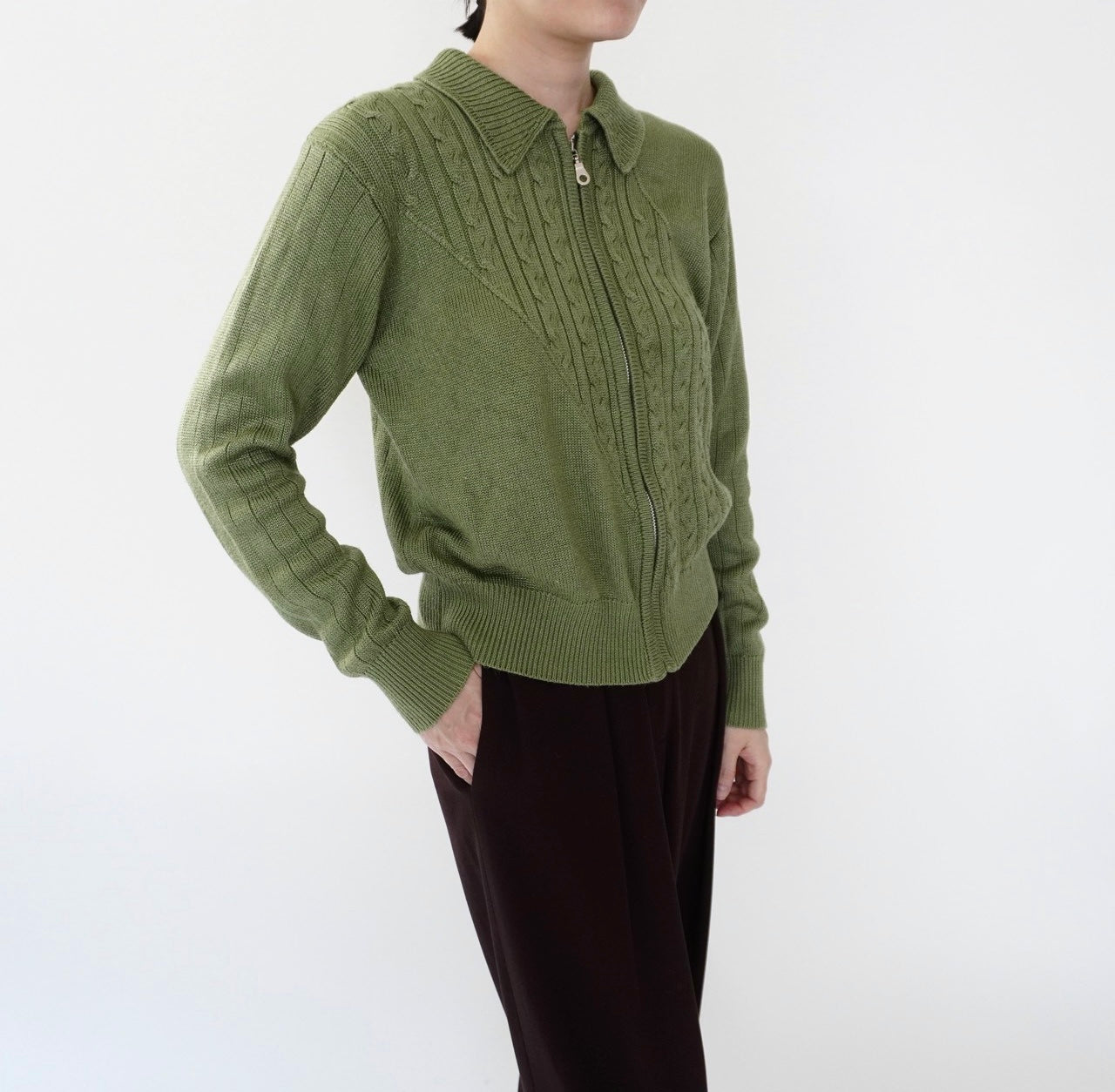90s Zip Light Knit Top