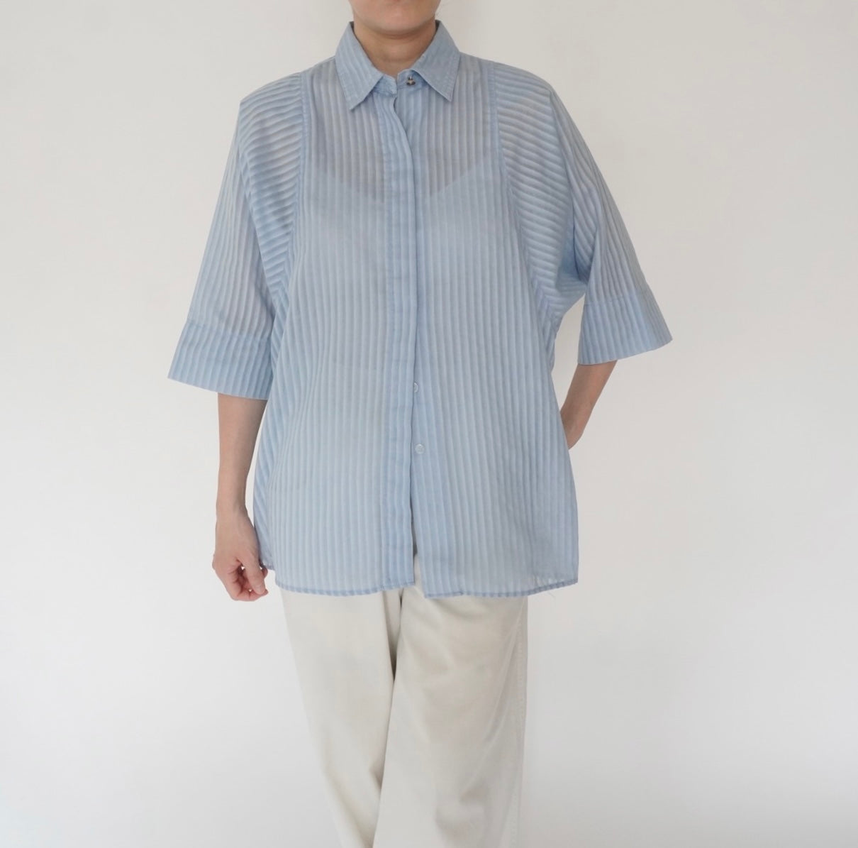 90s Striped Blue Shirt