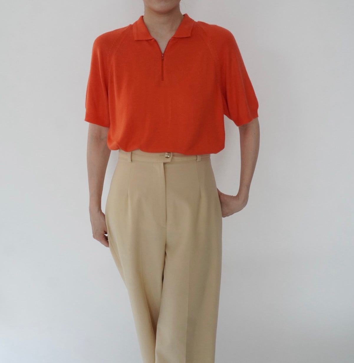 80s Half Zip Design Top Made in USA