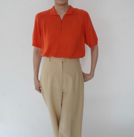 80s Half Zip Design Top Made in USA
