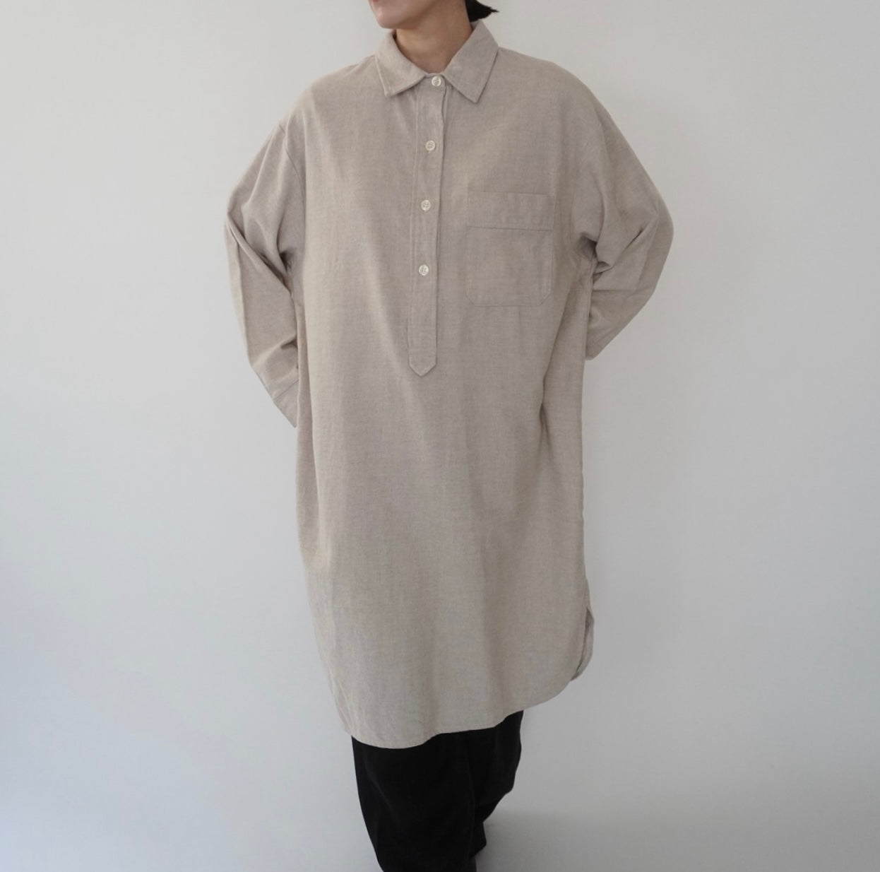 90s ”L.tavernier” Cotton Long Shirt Made in France