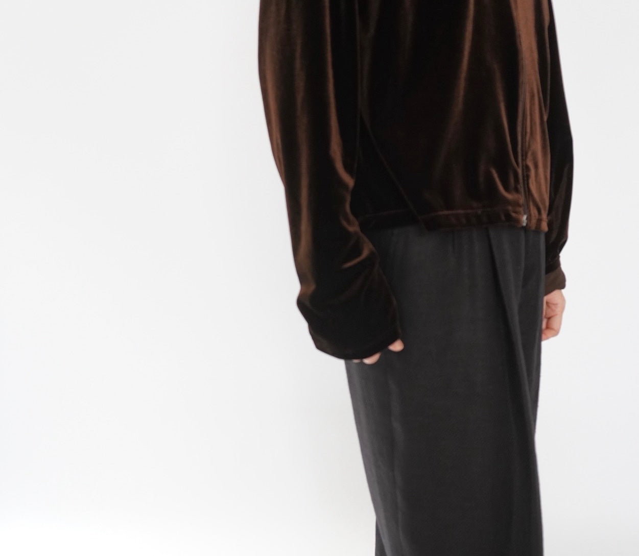90s "J.CREW" Velour Zip Shirt