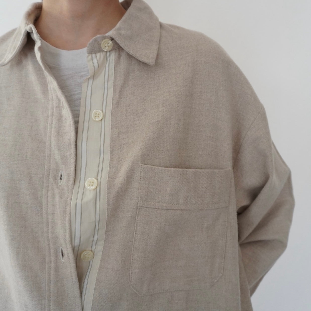 90s ”L.tavernier” Cotton Long Shirt Made in France