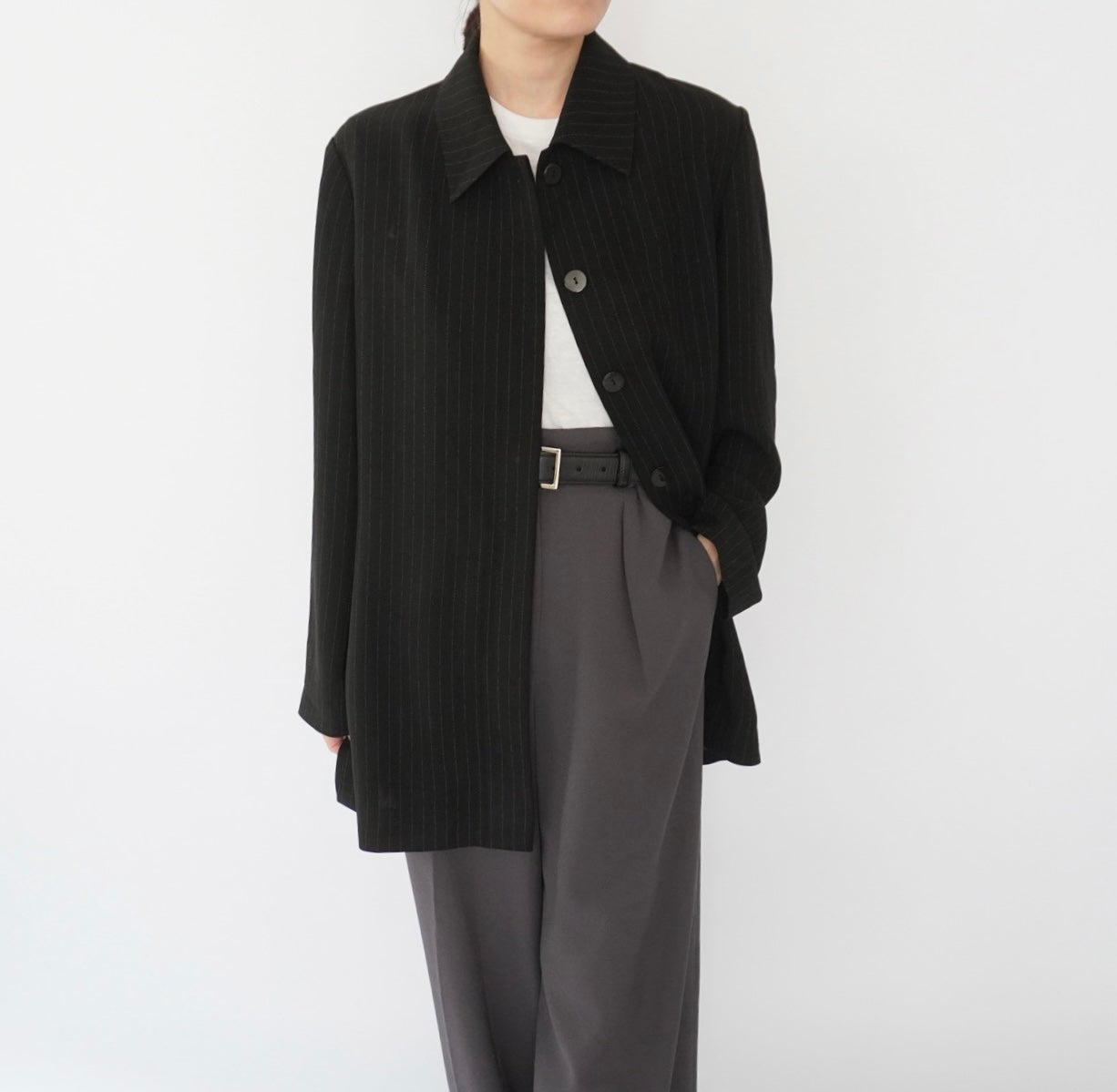 90s EURO Striped Shirt Jacket