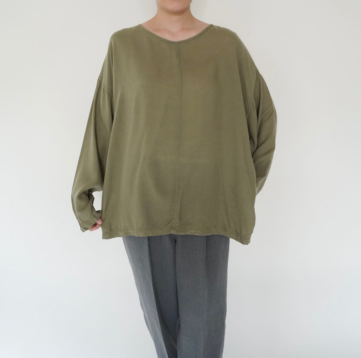 90s Khaki Rayon Blouse