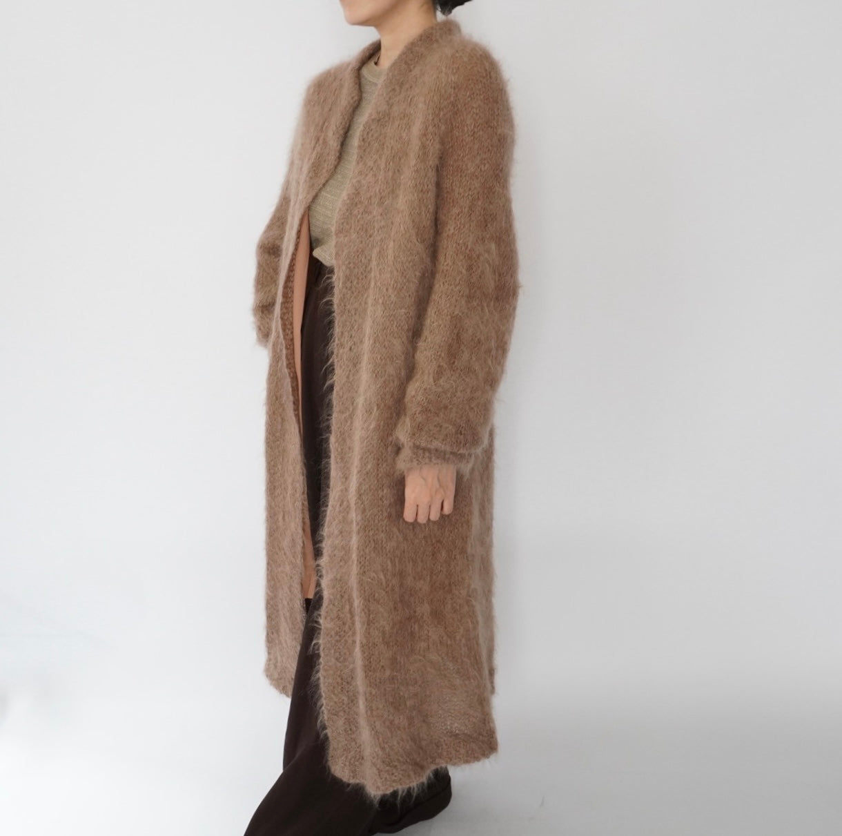 80s Mohair Long Cardigan,Light Coat