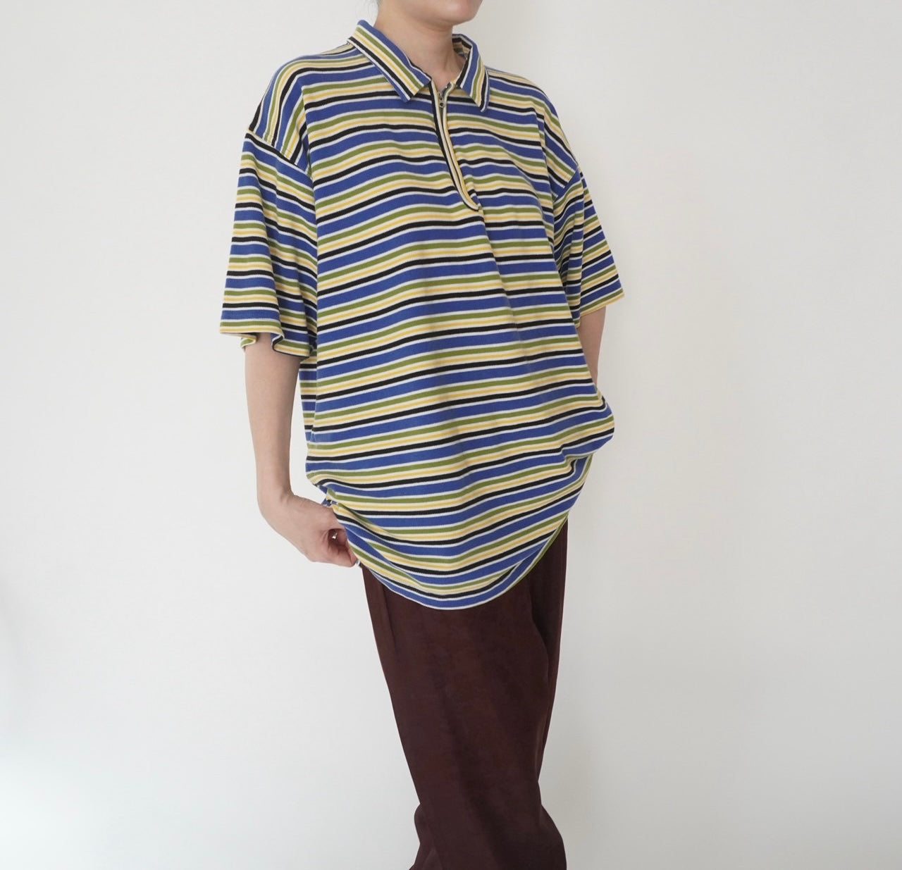 90s Striped Zip Top