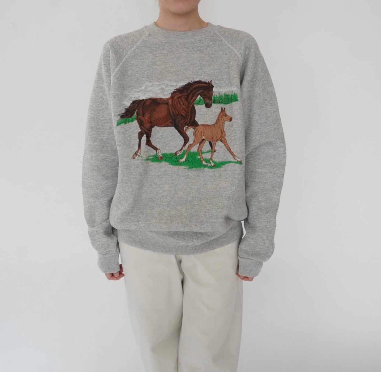 80s Horse Printed Sweater Made in USA