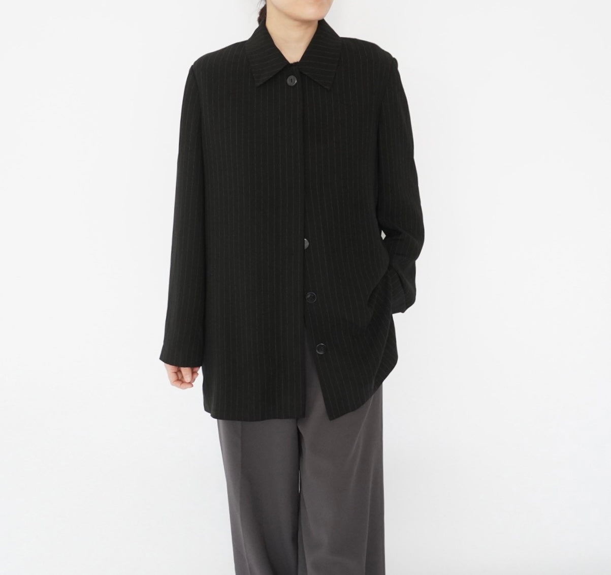 90s EURO Striped Shirt Jacket