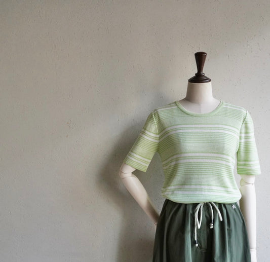 70s Green Striped Top