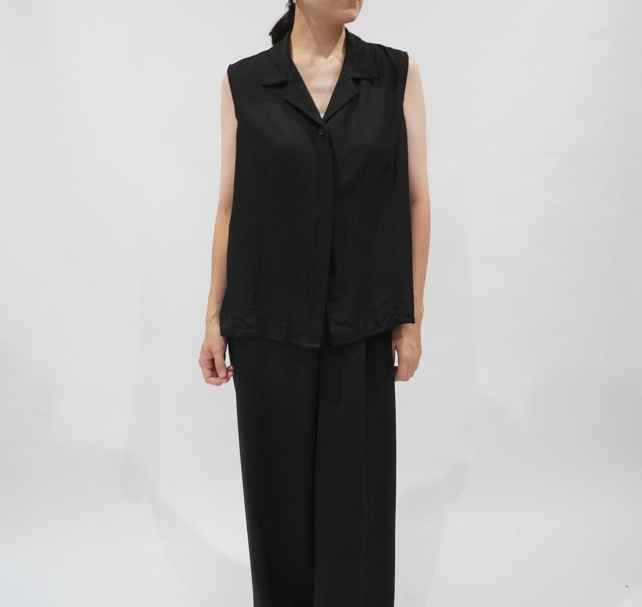 90s Black Vest,Blouse